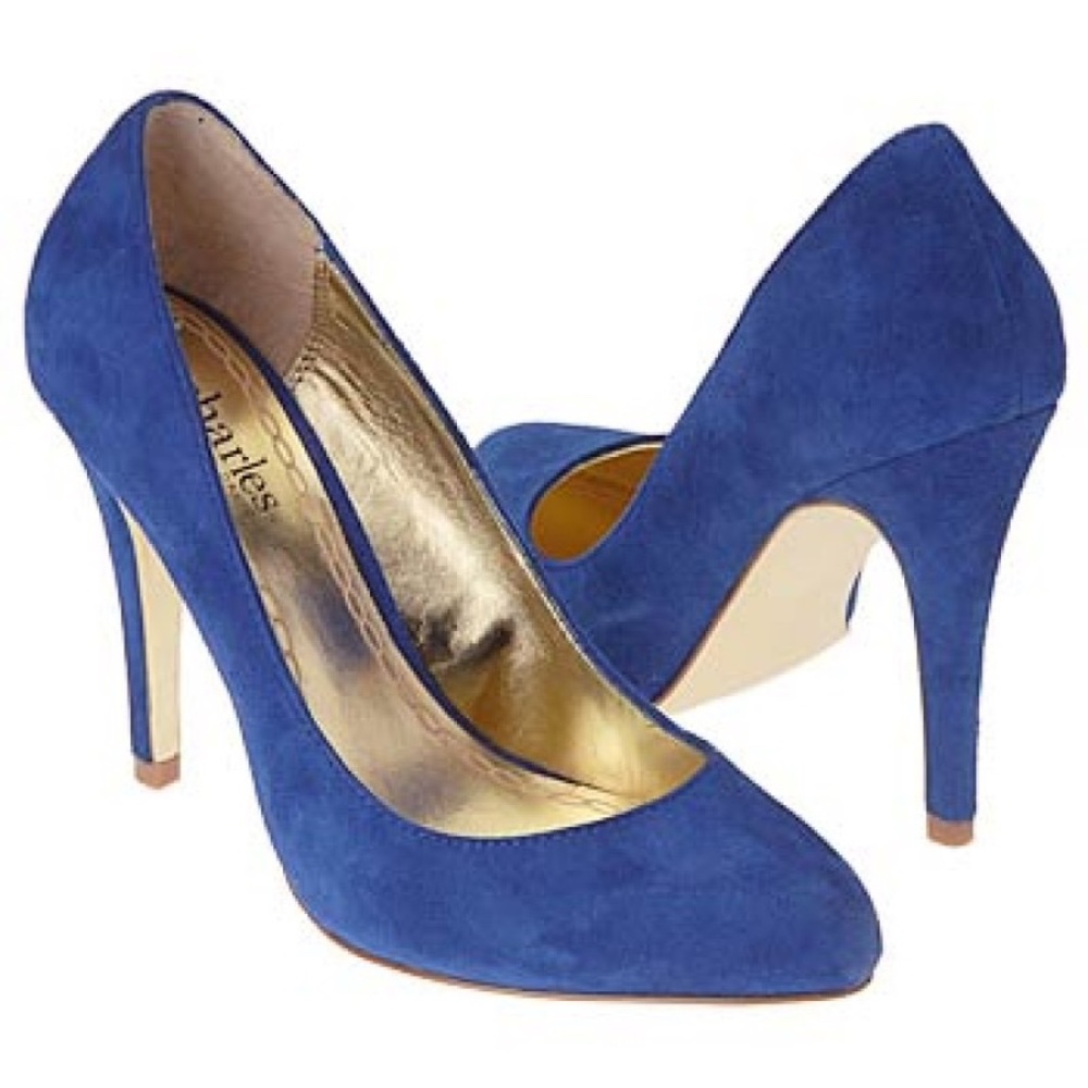 Charles David "Pompadour" Blue Suede Pumps